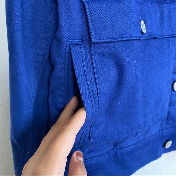 LuLaRoe Blue Kenny Floral Embroidered Jacket SZ M - Picture 6 of 9